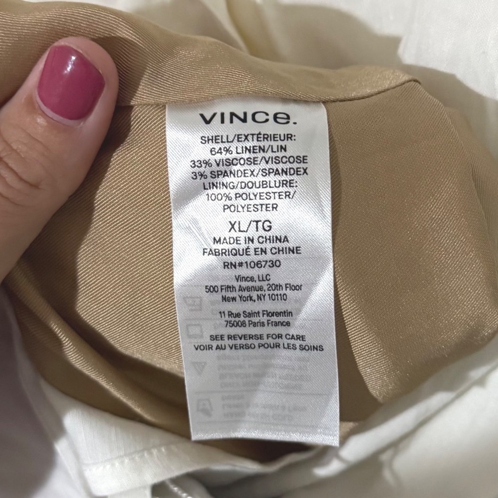Vince White Linen Blend Belted Button Down Shirt Dress XL NWT - Picture 9 of 9
